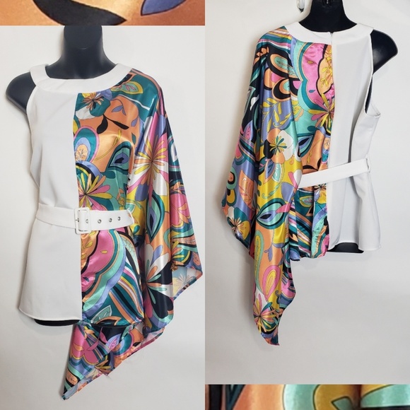 Black & Silver Exaggerated Sleeve Top main image 0